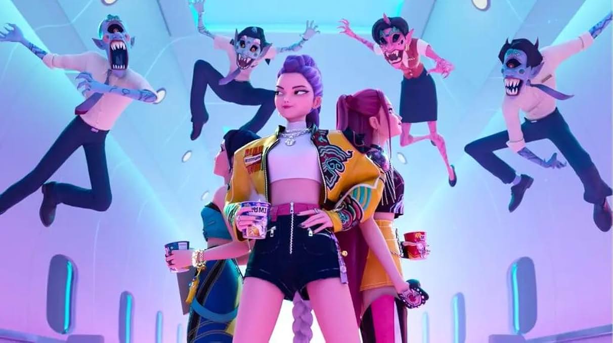 Huntrix members protecting the Honmoon